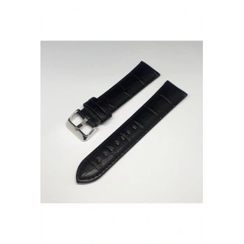 22mm Siyah Croco Bombeli Deri Saat Kayışı Kordonu 22x20