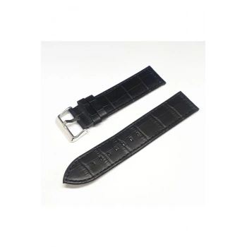 22mm Siyah Croco Deri Saat Kayışı Kordonu 22x22