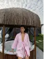 Keten bağlamalı pareo -Pembe