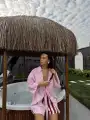 Keten bağlamalı pareo -Pembe