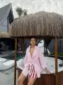 Keten bağlamalı pareo -Pembe