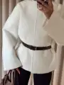 Kemerli kaşe oversize ceket