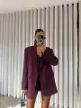 Oversize blazer ceket - Mürdüm