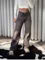 Yüksek bel vintage yıkamalı / Geniş paça jean