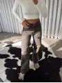 Yüksek bel vintage yıkamalı / Geniş paça jean