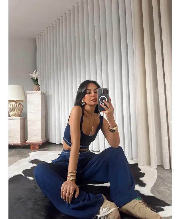 Beli lastikli ikili takım - lacivert