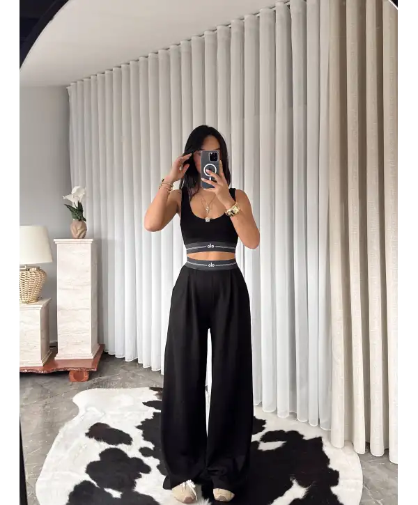 Beli lastikli ikili takım - Siyah