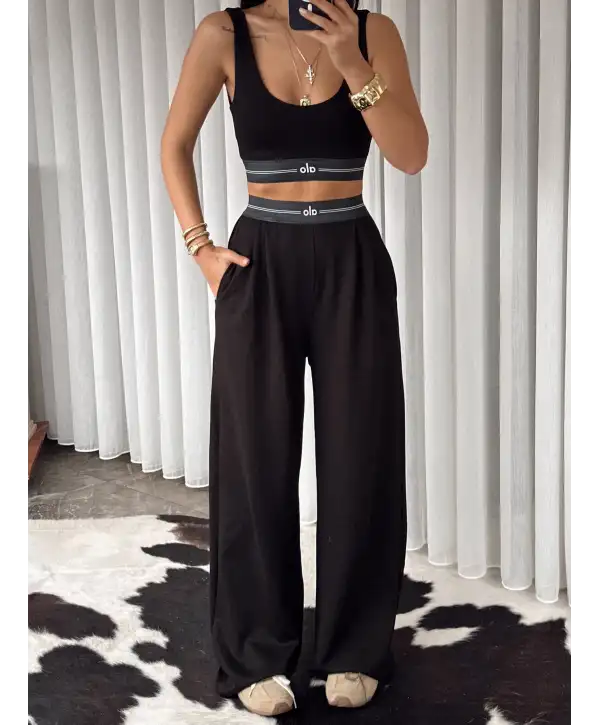 Beli lastikli ikili takım - Siyah