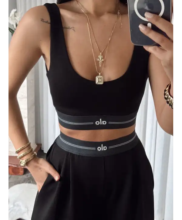 Beli lastikli ikili takım - Siyah