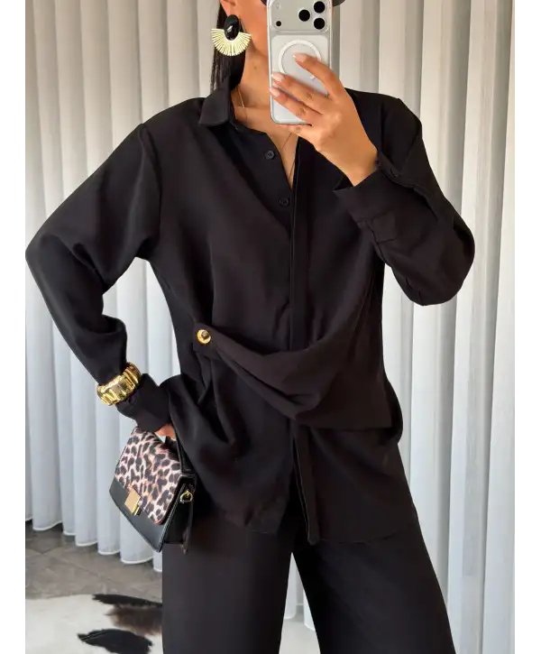 Bağlamalı alt üst takım - Siyah