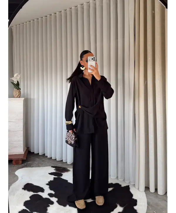 Bağlamalı alt üst takım - Siyah