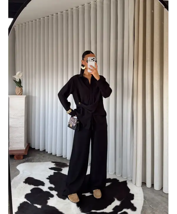 Bağlamalı alt üst takım - Siyah