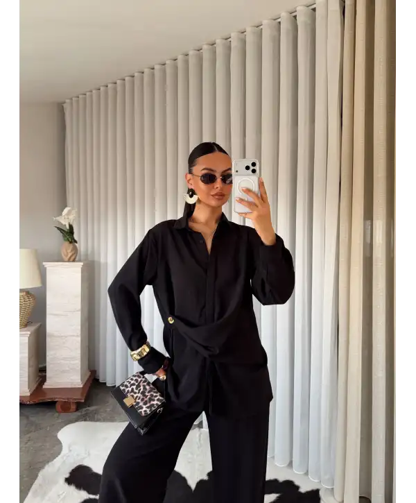 Bağlamalı alt üst takım - Siyah