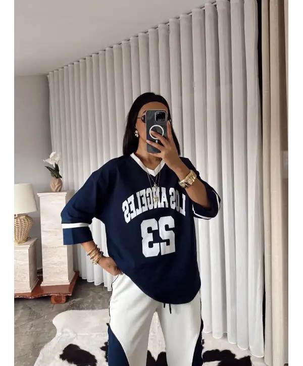 Baskılı eşofman takımı - lacivert