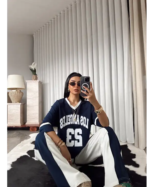 Baskılı eşofman takımı - lacivert