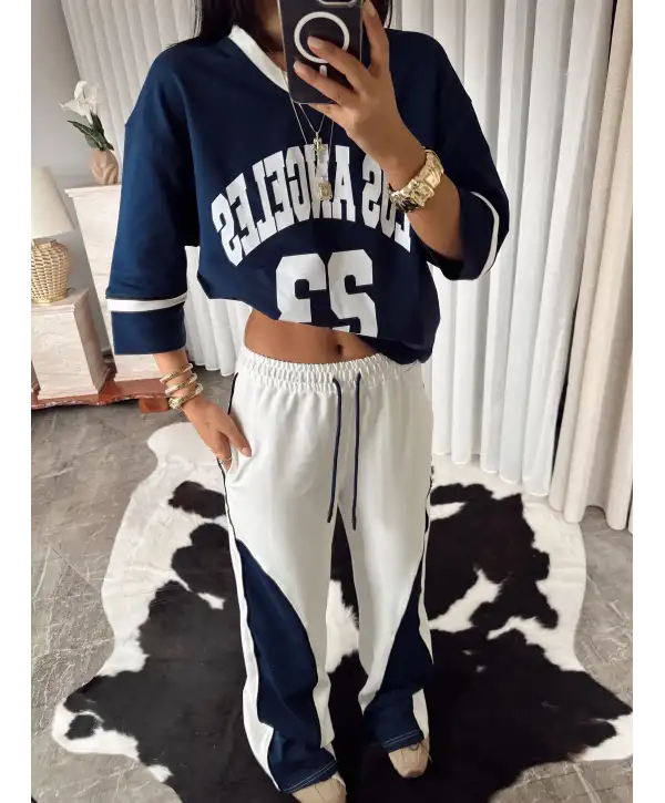 Baskılı eşofman takımı - lacivert