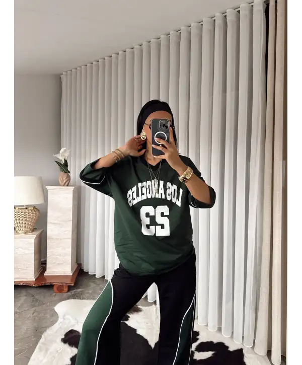 Baskılı eşofman takımı - siyah