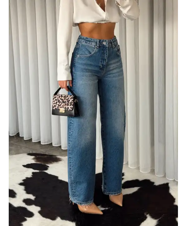 Yüksek Bel Wide Leg Jean