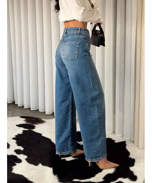 Yüksek Bel Wide Leg Jean