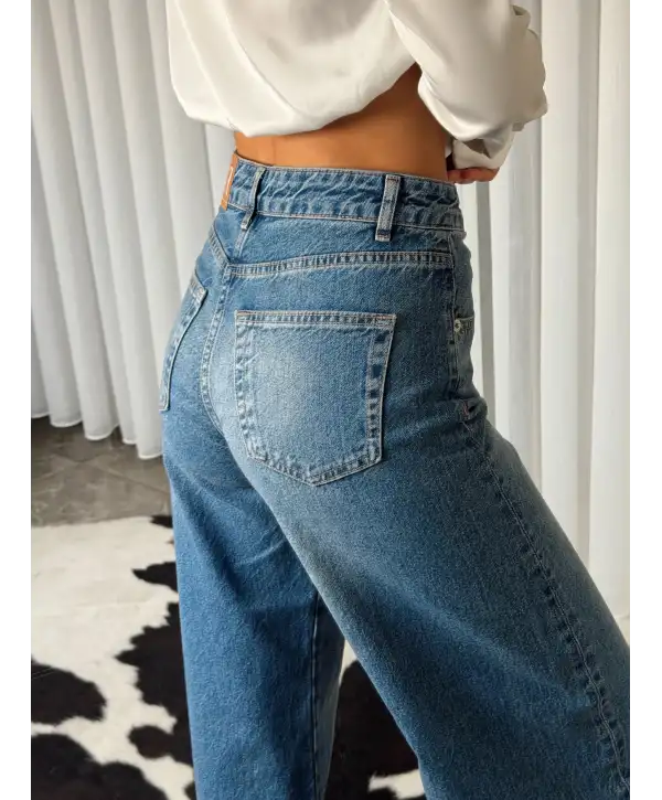 Yüksek Bel Wide Leg Jean