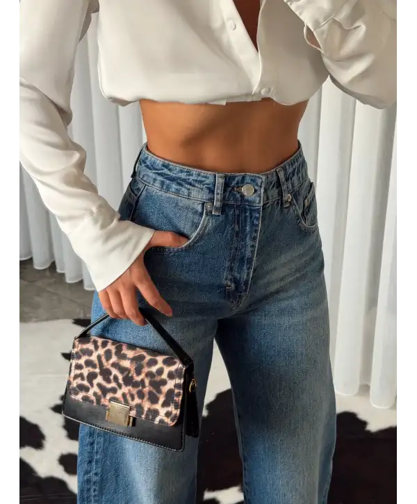 Yüksek Bel Wide Leg Jean