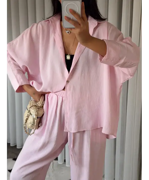 Modal kumaş pensli takım - Pembe