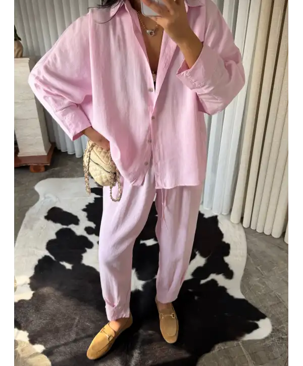 Modal kumaş pensli takım - Pembe