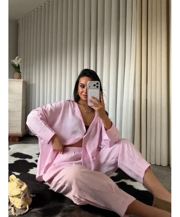 Modal kumaş pensli takım - Pembe