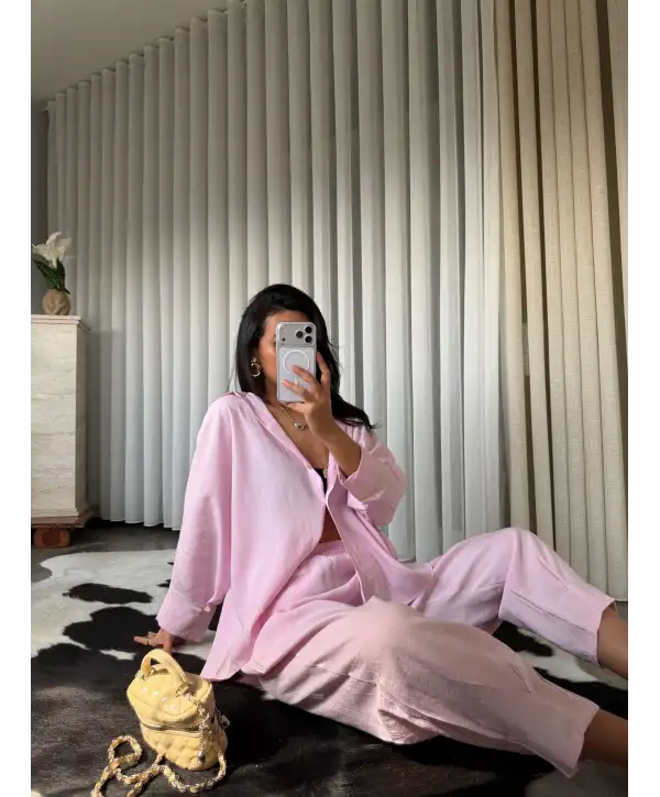 Modal kumaş pensli takım - Pembe