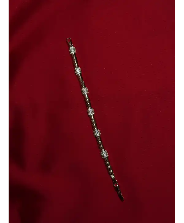 Antik Esintili Baget Detaylı Gold Bileklik