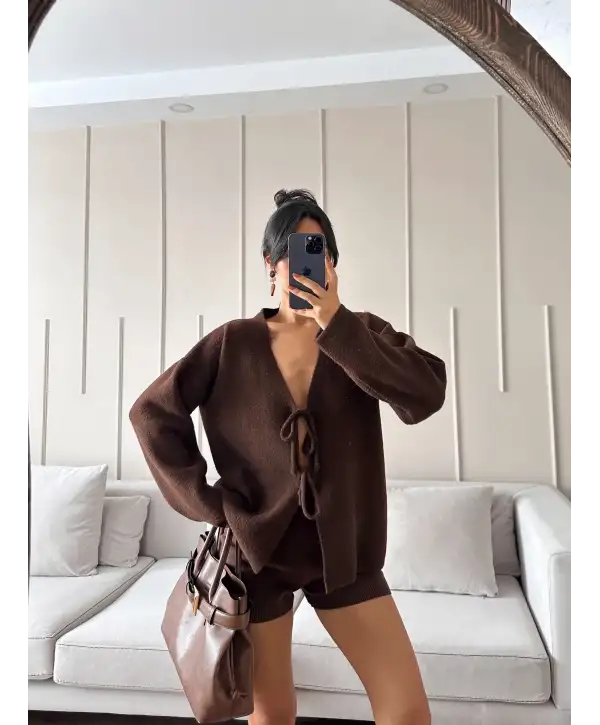 Bağlamalı oversize hırka