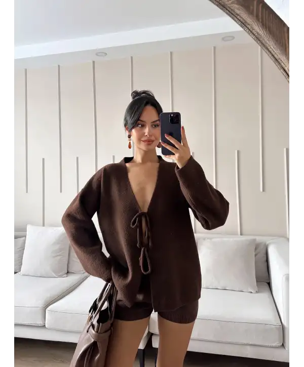 Bağlamalı oversize hırka