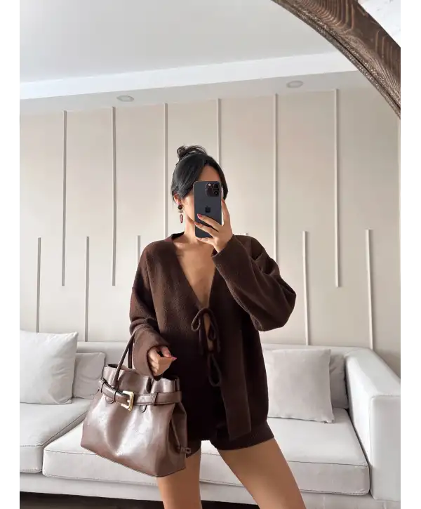 Bağlamalı oversize hırka