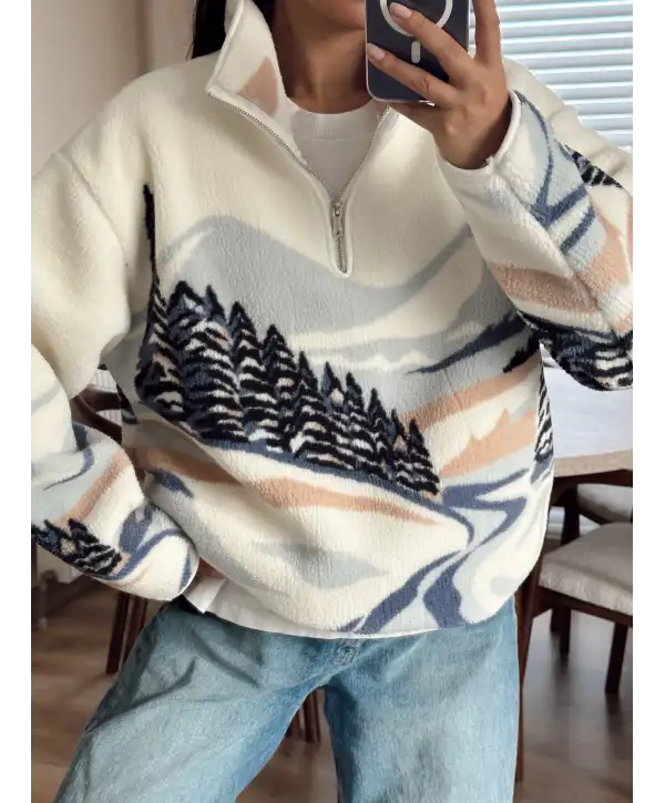 Beyaz teddy model sweatshirt