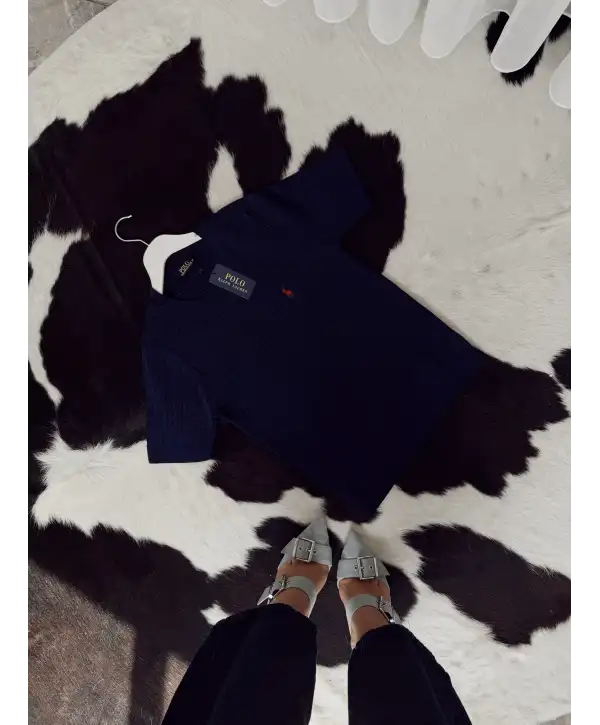 Bisiklet yaka triko - Lacivert