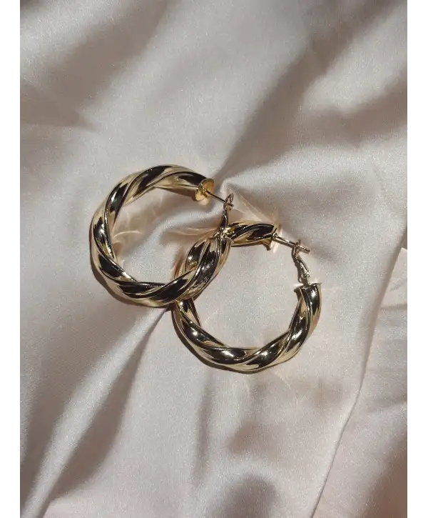 Burgulu Halka Küpe - Gold