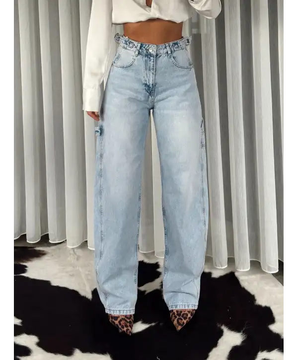 Buz Mavi Tokalı Jean