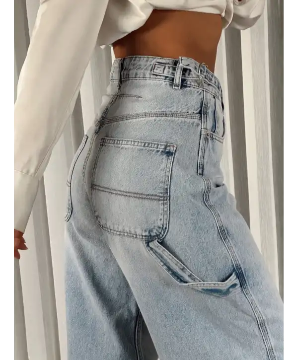 Buz Mavi Tokalı Jean