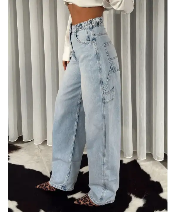 Buz Mavi Tokalı Jean