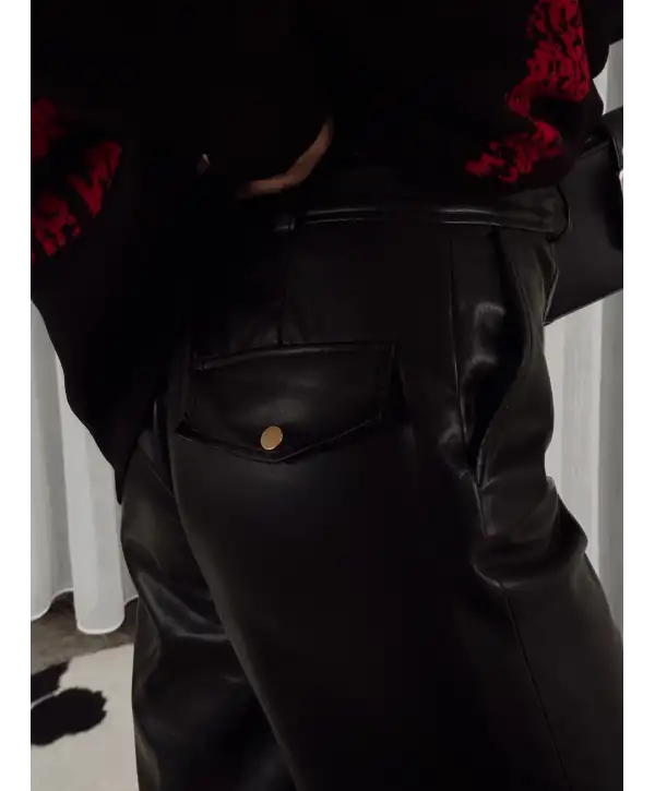 Deri pantolon - Siyah