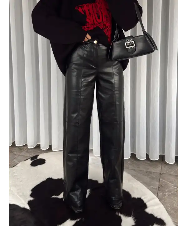 Deri pantolon - Siyah