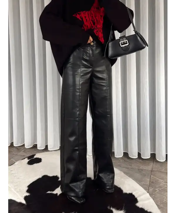 Deri pantolon - Siyah