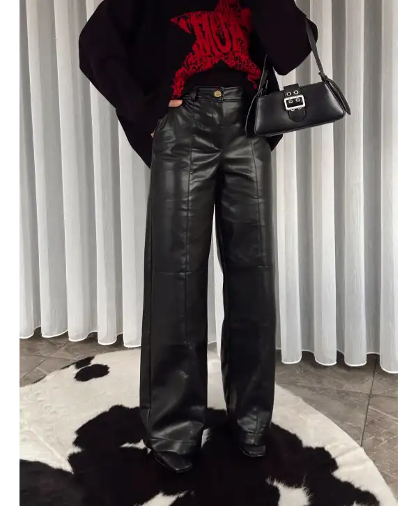 Deri pantolon - Siyah