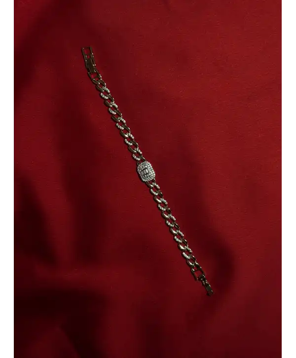 Işıltılı Künye Model Zincir Bileklik - Gold