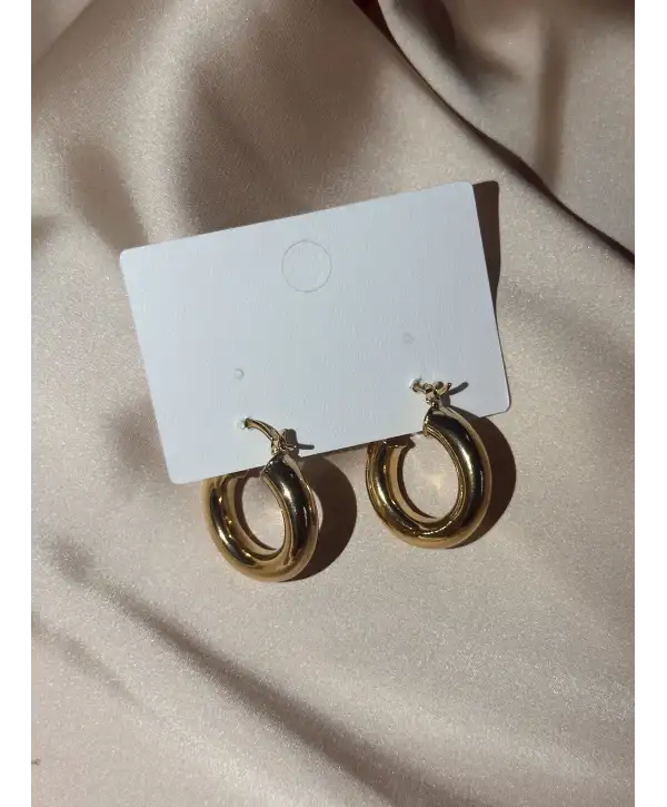 Mini Bombeli Halka Küpe- Gold