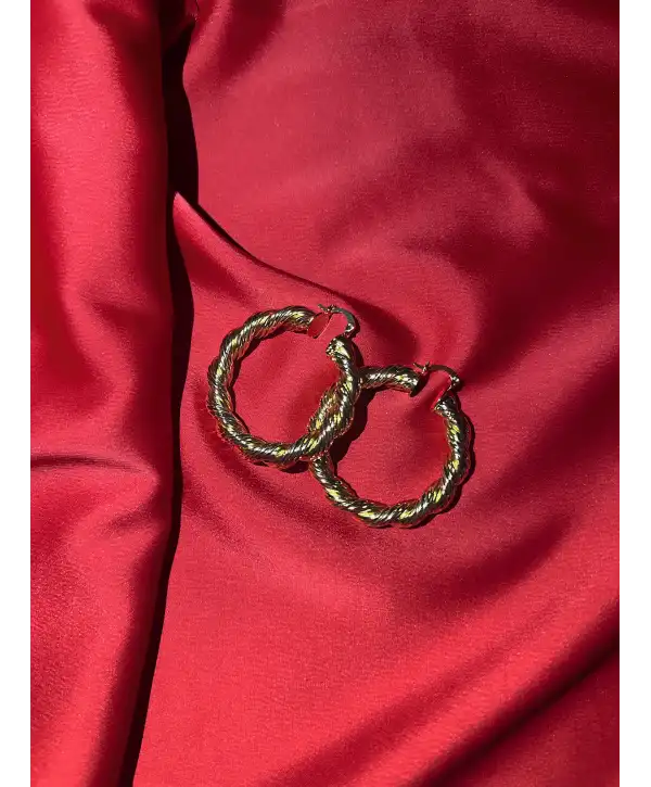 Mini Halka Burgulu Küpe - Gold