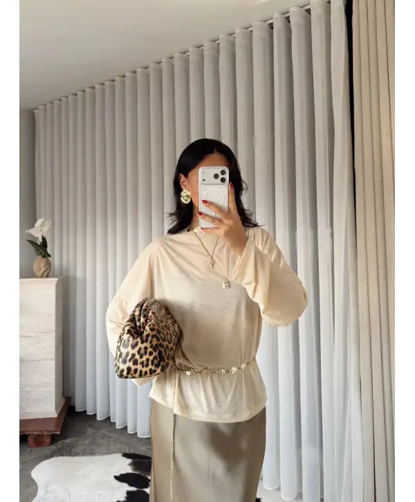 Oversize transparan bluz - Bej