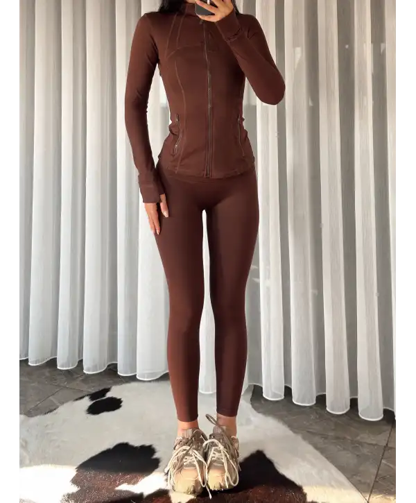 OYS muadil hırka tayt takım - Kahverengi