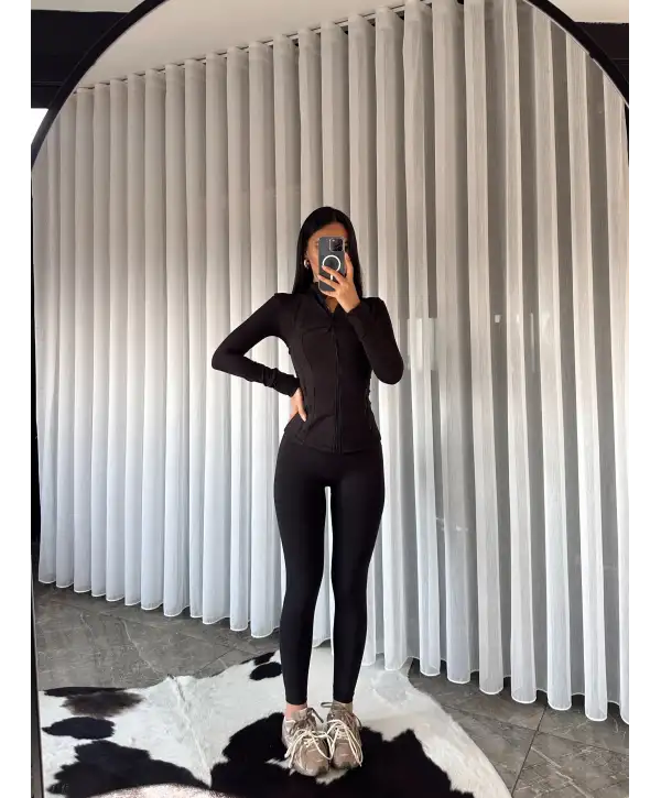 OYS muadil hırka tayt takım - Siyah