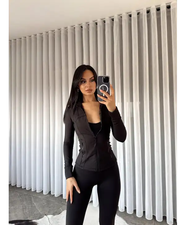 OYS muadil hırka tayt takım - Siyah